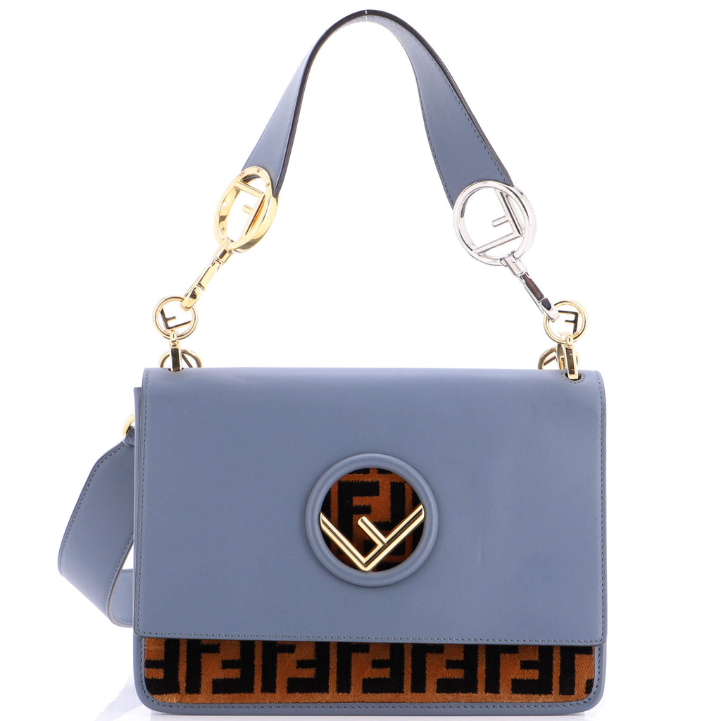 Kan I F Shoulder Bag Leather and Zucca Velvet Medium
