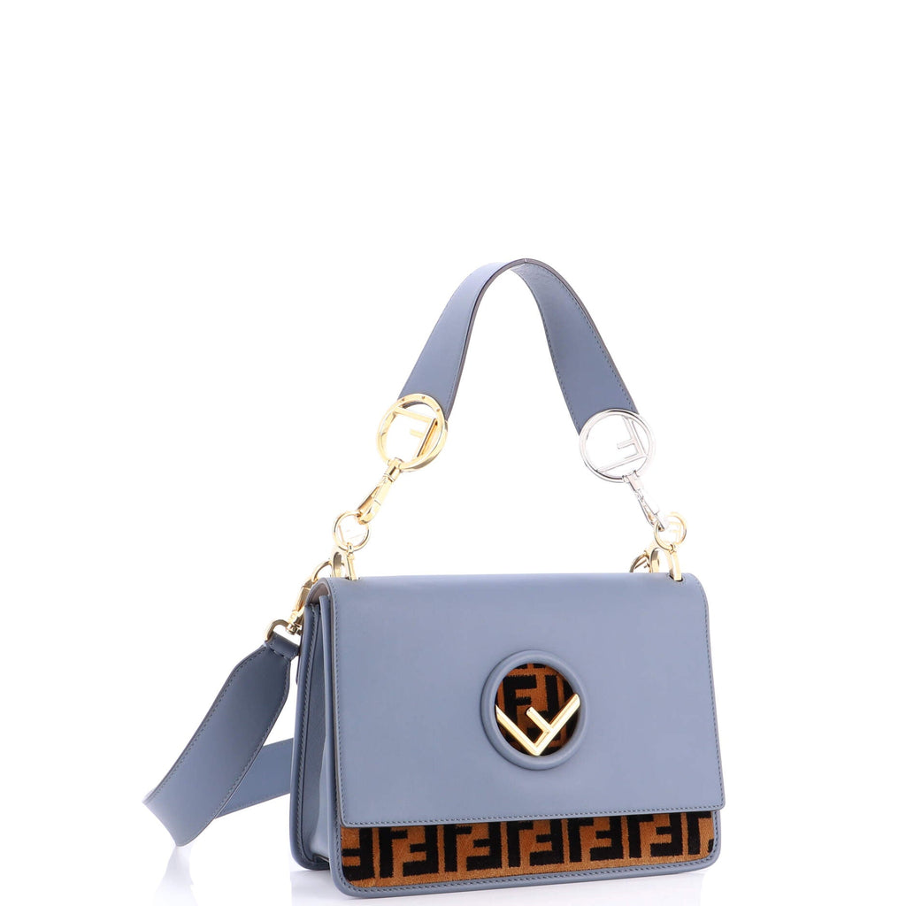 Kan I F Shoulder Bag Leather and Zucca Velvet Medium
