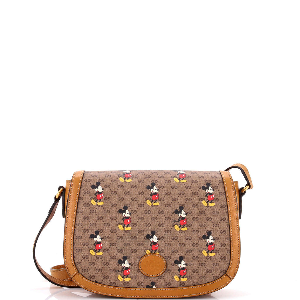 Disney Mickey Mouse Flap Shoulder Bag Printed Mini GG Coated Canvas Small