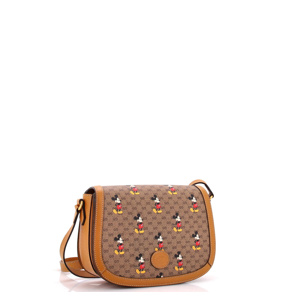 Disney Mickey Mouse Flap Shoulder Bag Printed Mini GG Coated Canvas Small