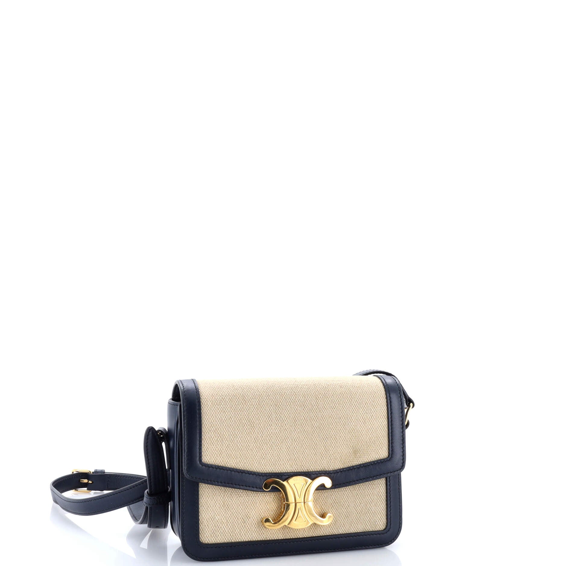 Triomphe Shoulder Bag Canvas with Leather Teen