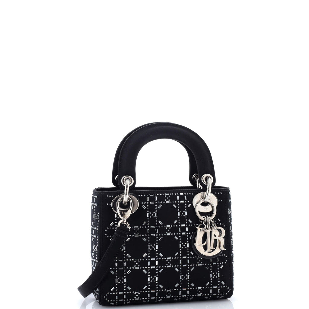 Lady Dior Bag Crystal Embellished Cannage Quilt Satin Mini