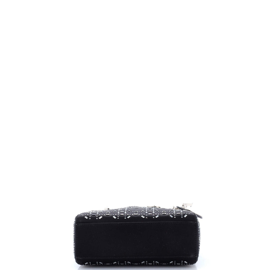 Lady Dior Bag Crystal Embellished Cannage Quilt Satin Mini