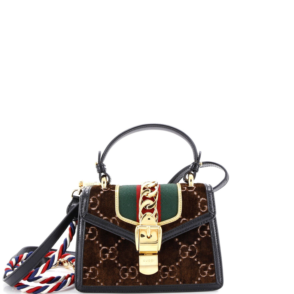Sylvie Top Handle Bag GG Velvet Mini