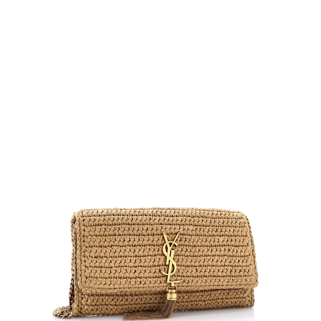 Kate 99 Tassel Flap Bag Woven Raffia Medium