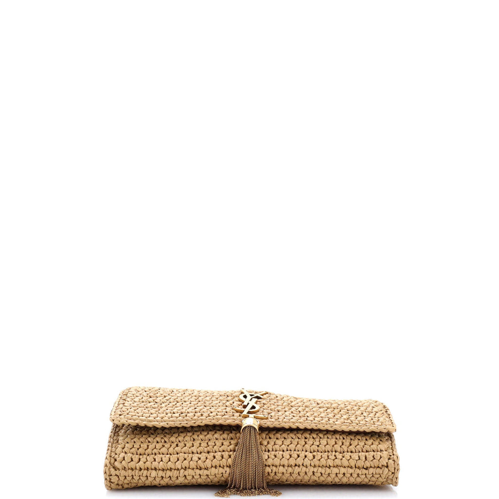 Kate 99 Tassel Flap Bag Woven Raffia Medium