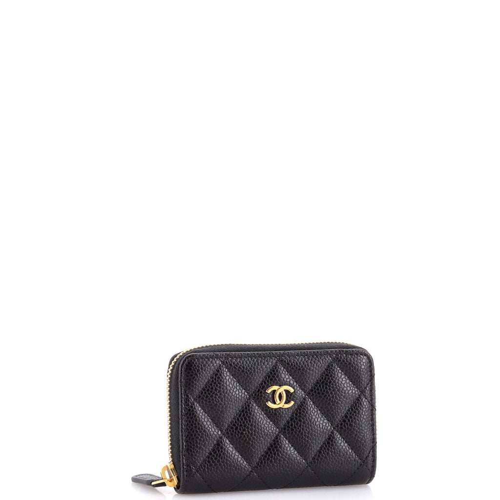 CC Zip Coin Purse Quilted Caviar Small