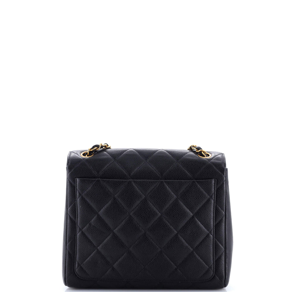 Vintage Square CC Flap Bag Quilted Caviar Small