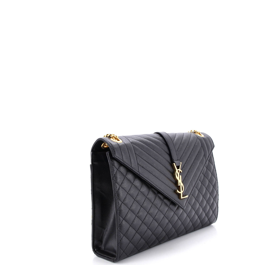 Classic Monogram Envelope Satchel Mixed Matelasse Leather Large