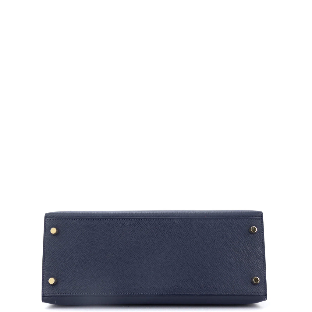 Kelly Handbag Bleu Indigo Epsom with Gold Hardware 28