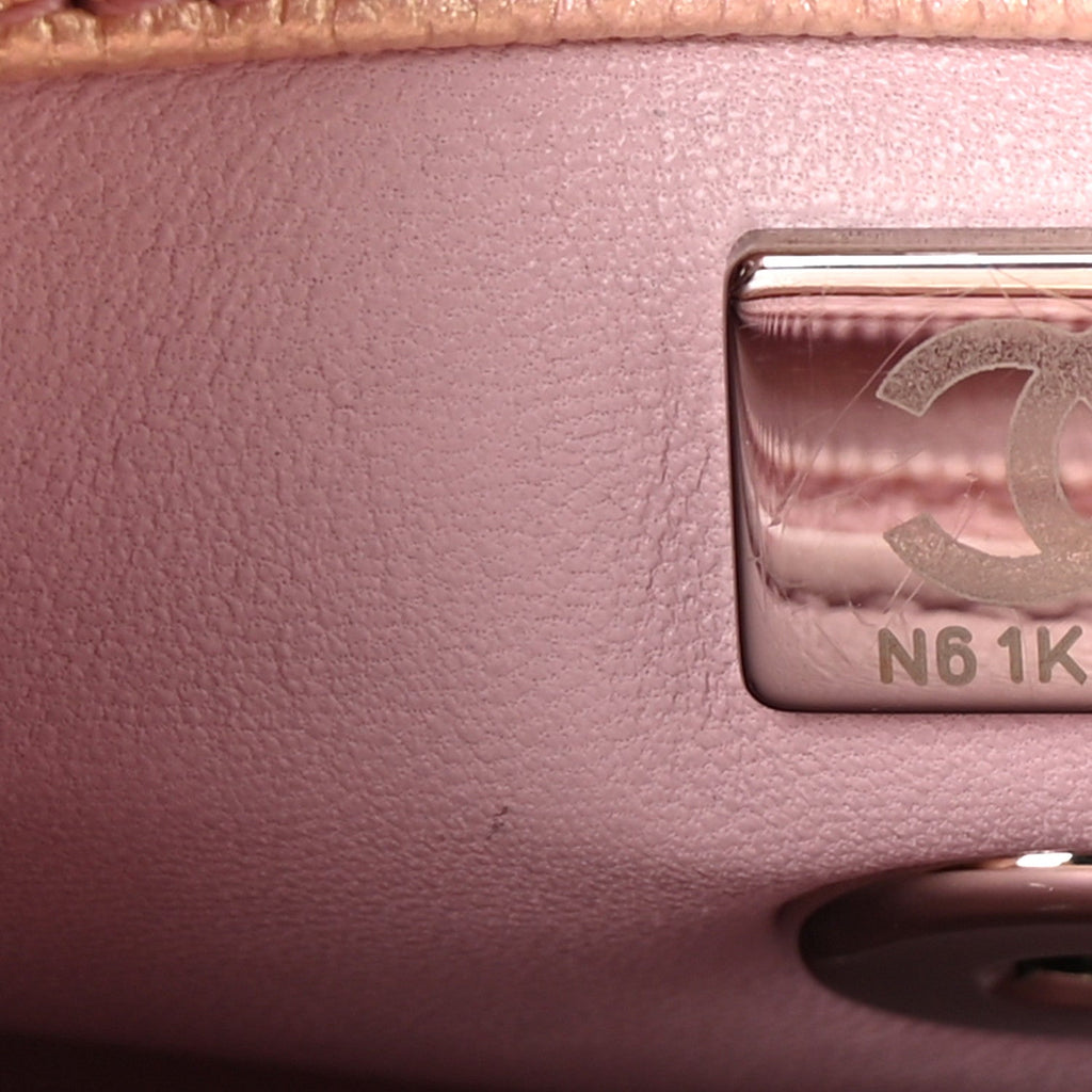 Iridescent Caviar Quilted Mini Coco Handle Flap Pink