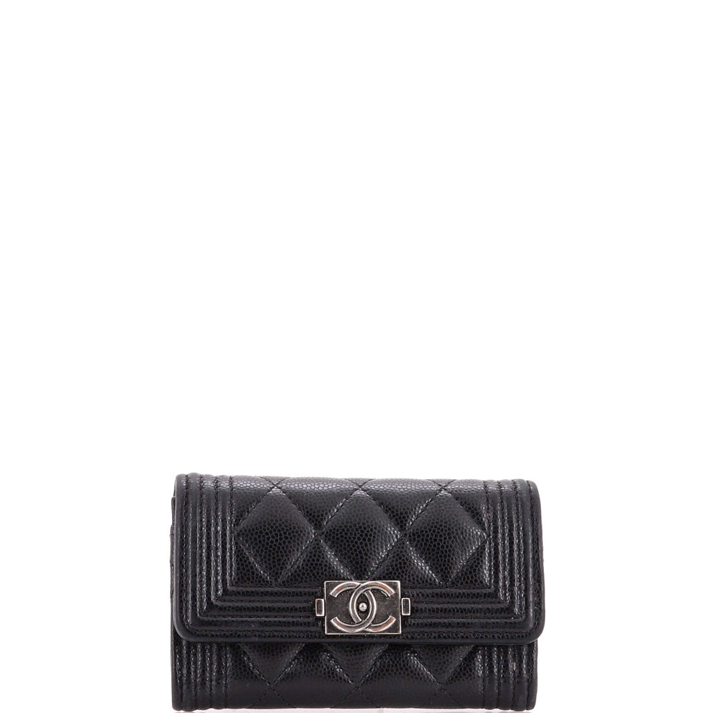 Boy Flap Card Case Quilted Caviar