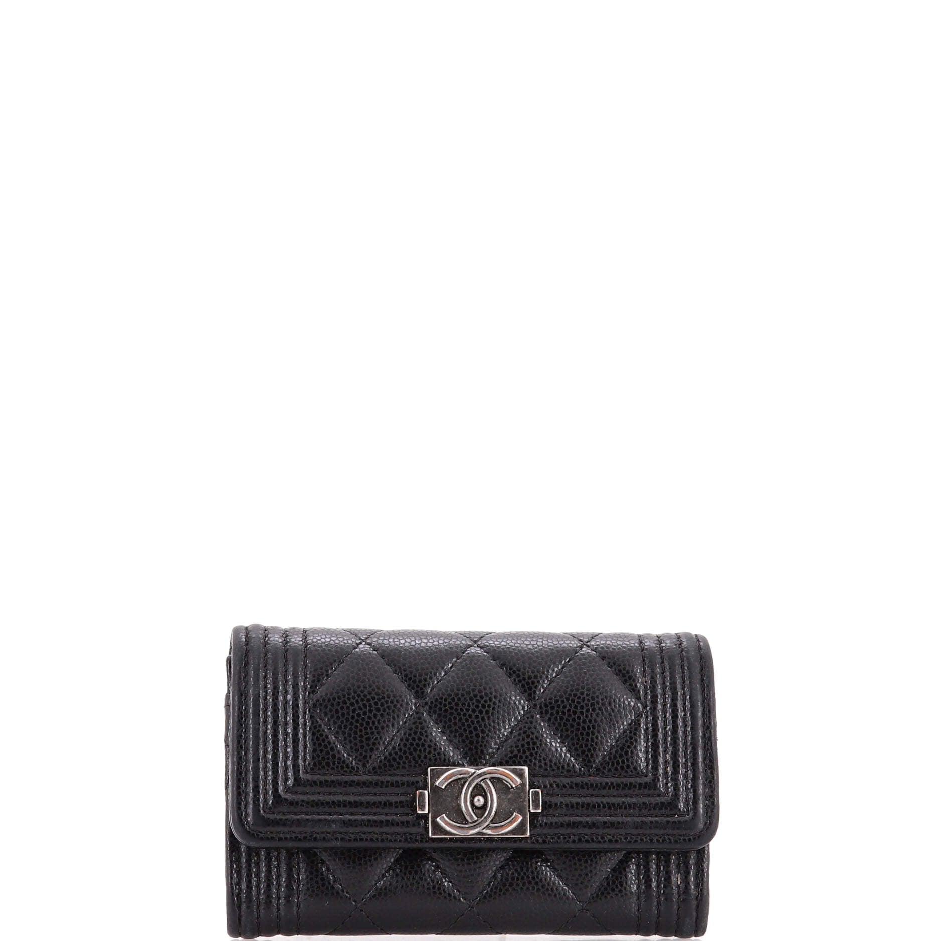 Boy Flap Card Case Quilted Caviar