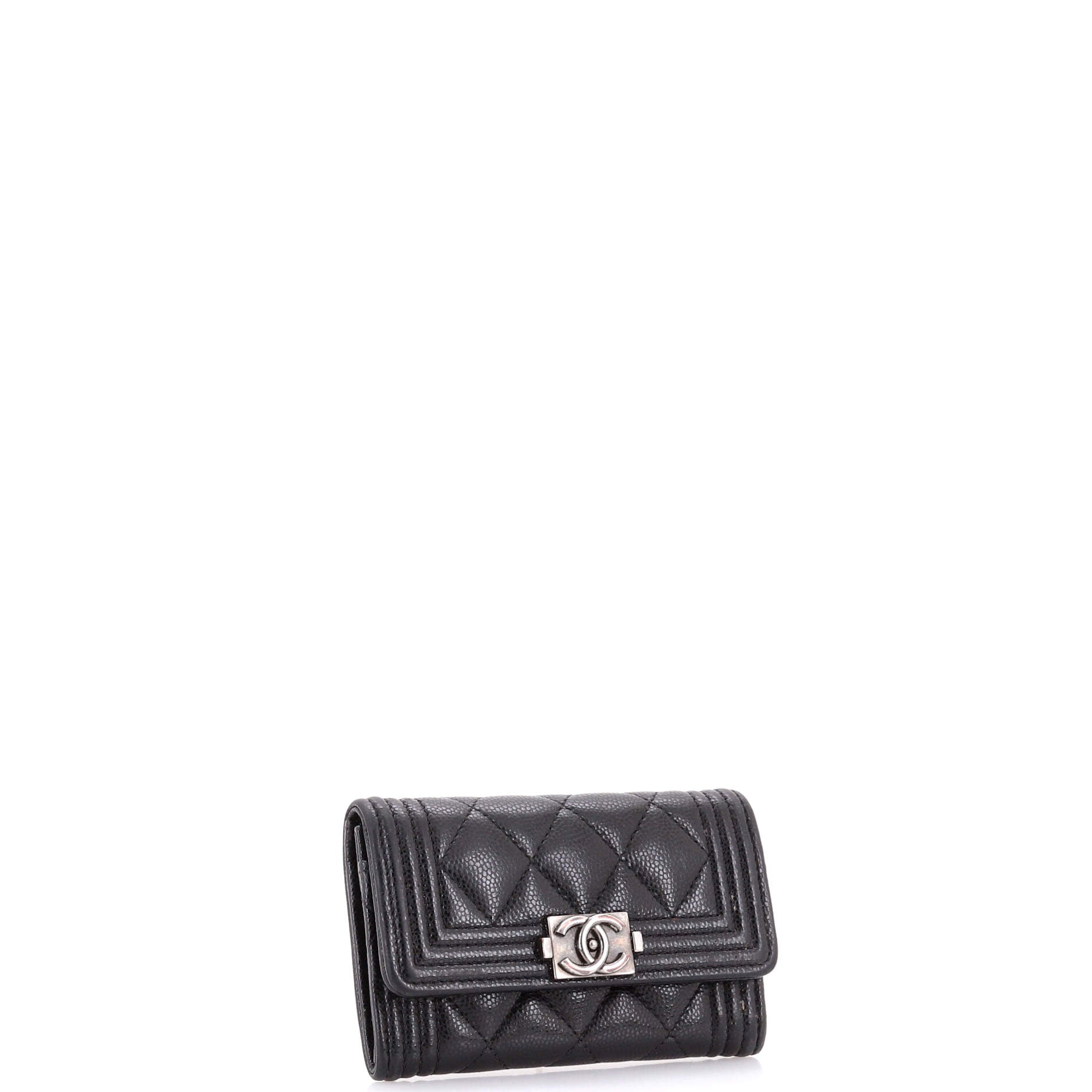 Boy Flap Card Case Quilted Caviar