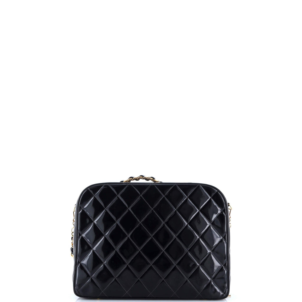 Vintage Chain Lunch Box Bag Quilted Patent Large
