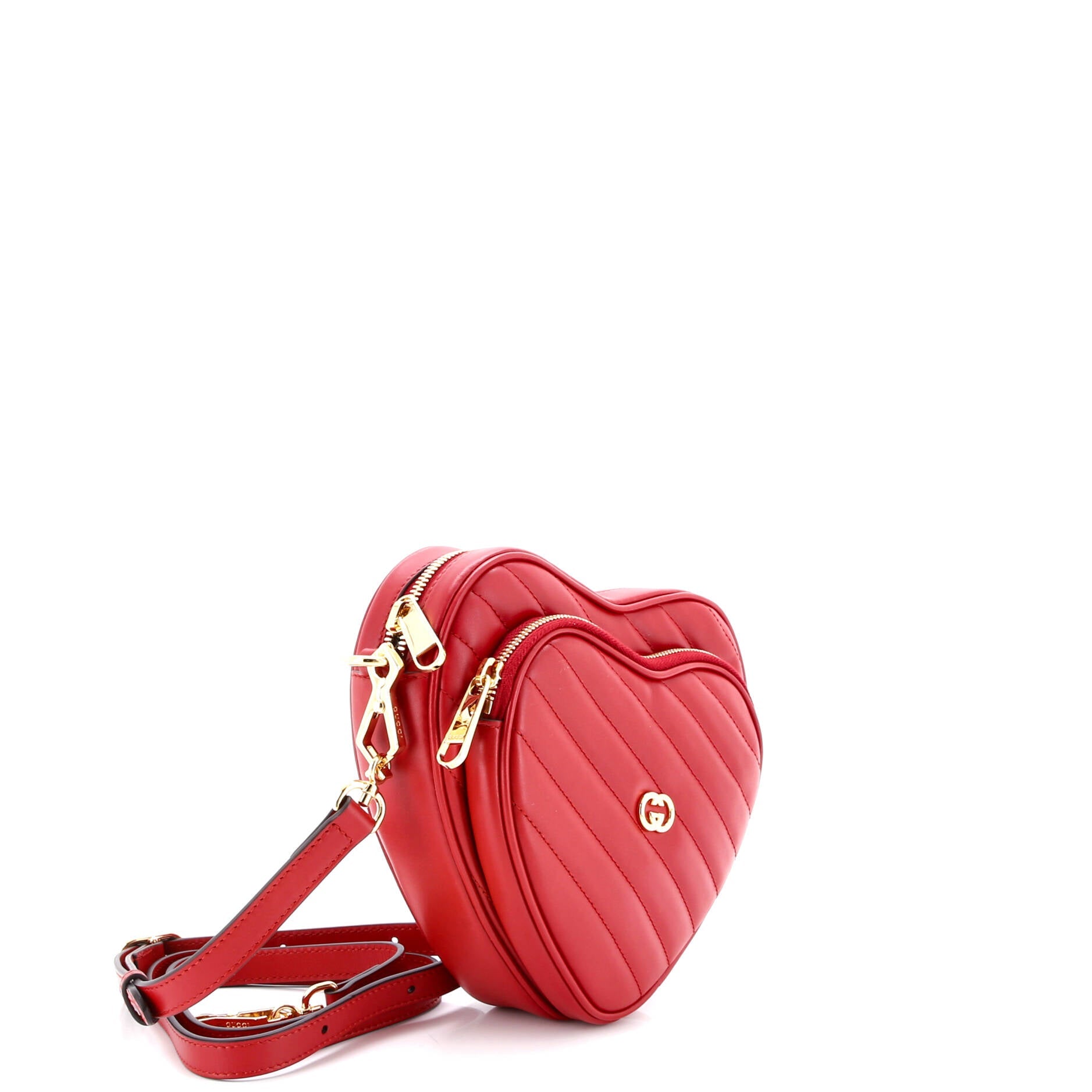 Interlocking G Heart Shoulder Bag Diagonal Quilted Leather Mini