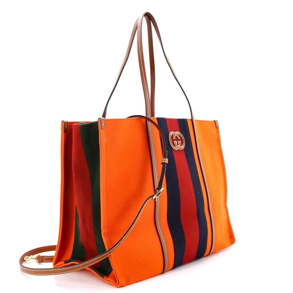 Interlocking G Web Tote Canvas Large