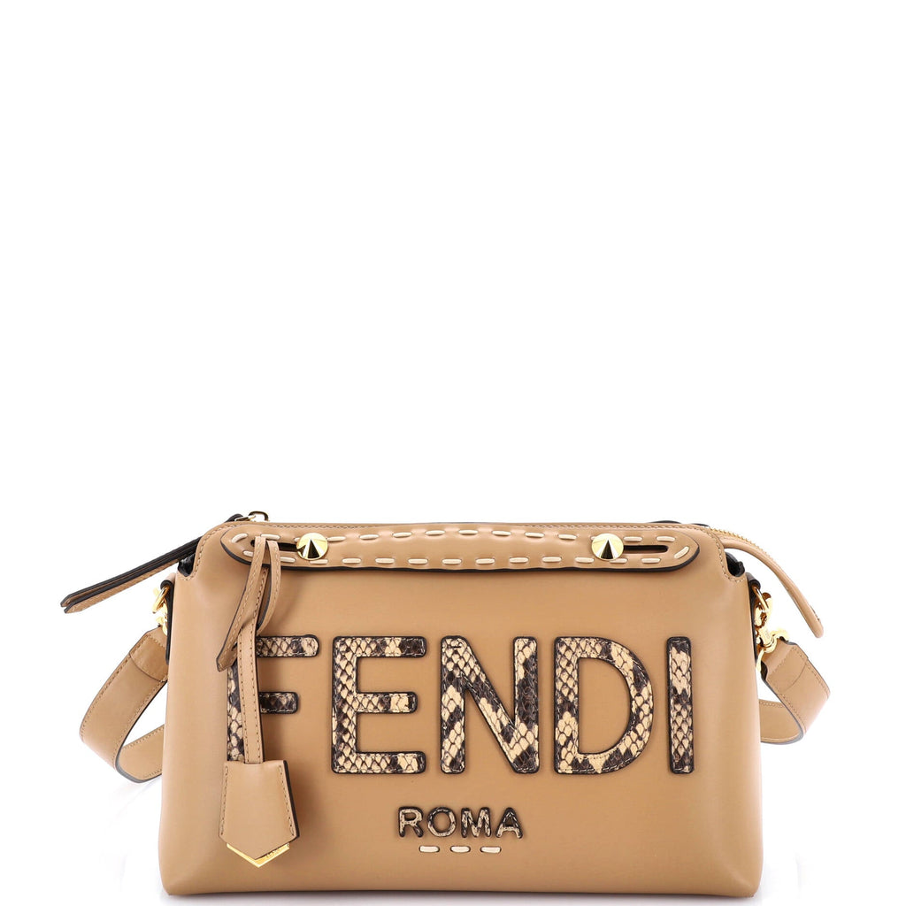 Logo By The Way Satchel Leather with Snakeskin Small