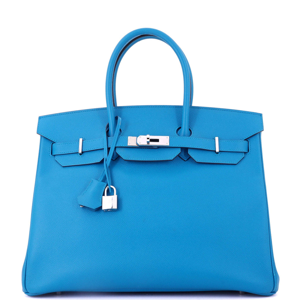 Birkin Handbag Bleu Zanzibar Epsom with Palladium Hardware 35