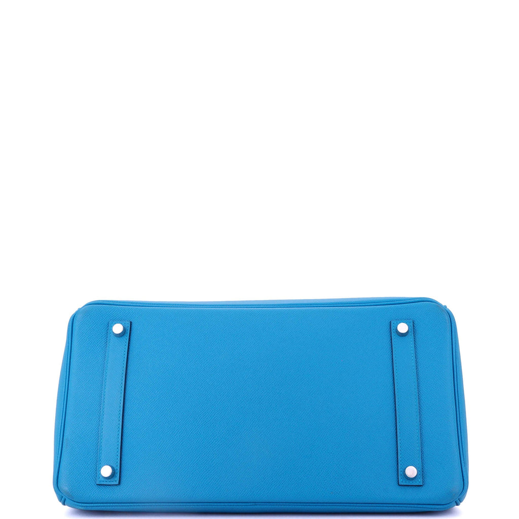 Birkin Handbag Bleu Zanzibar Epsom with Palladium Hardware 35