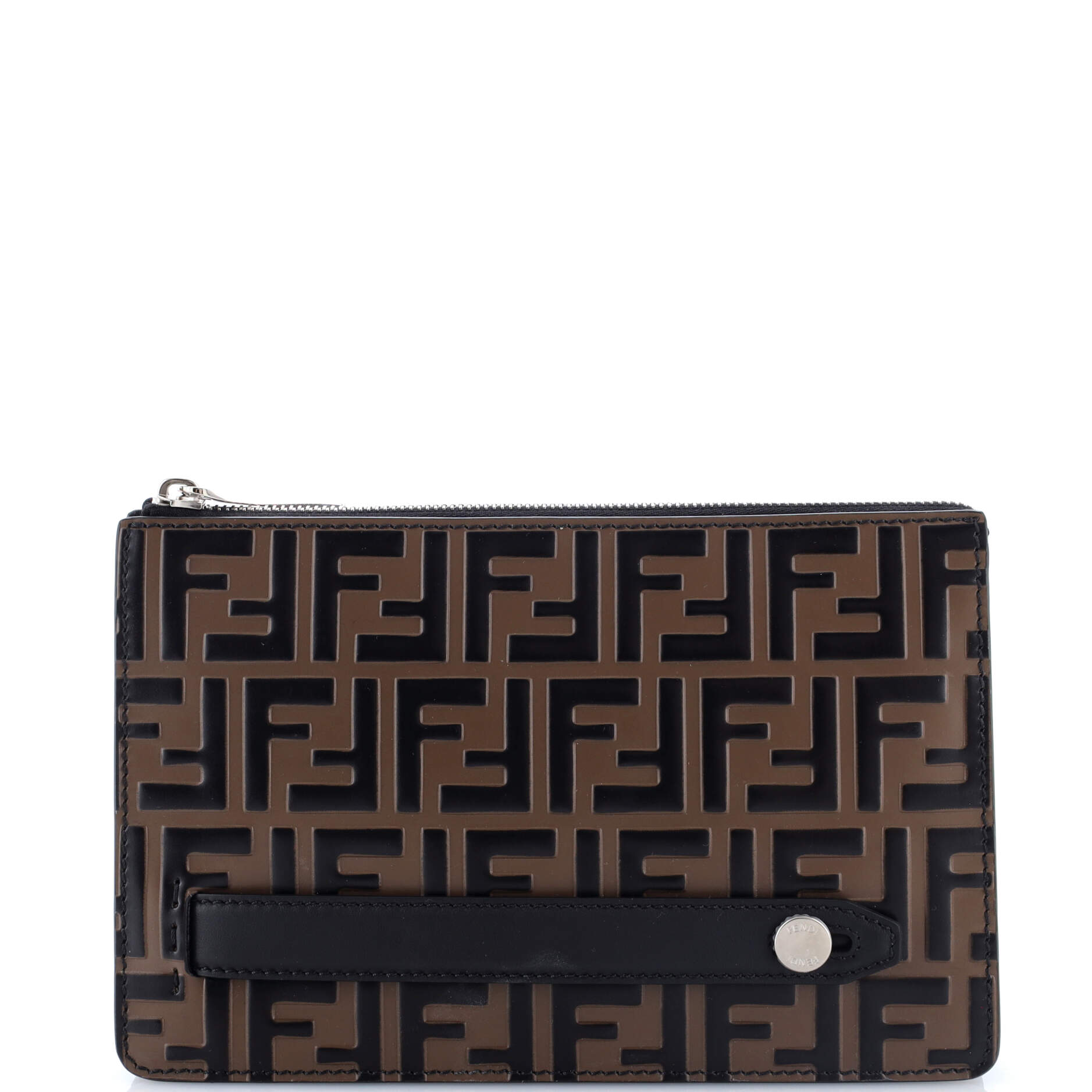 Handle Clutch Zucca Embossed Leather