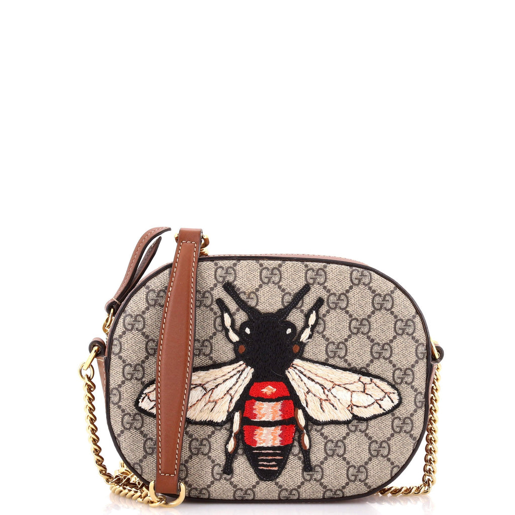 Chain Crossbody Bag Embroidered GG Coated Canvas Mini