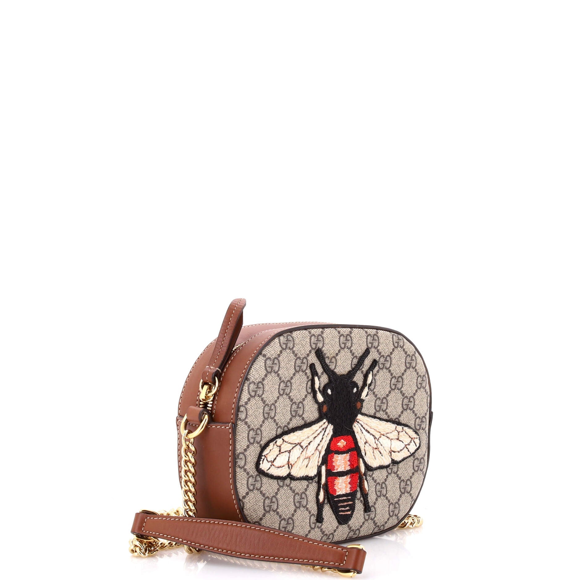 Chain Crossbody Bag Embroidered GG Coated Canvas Mini