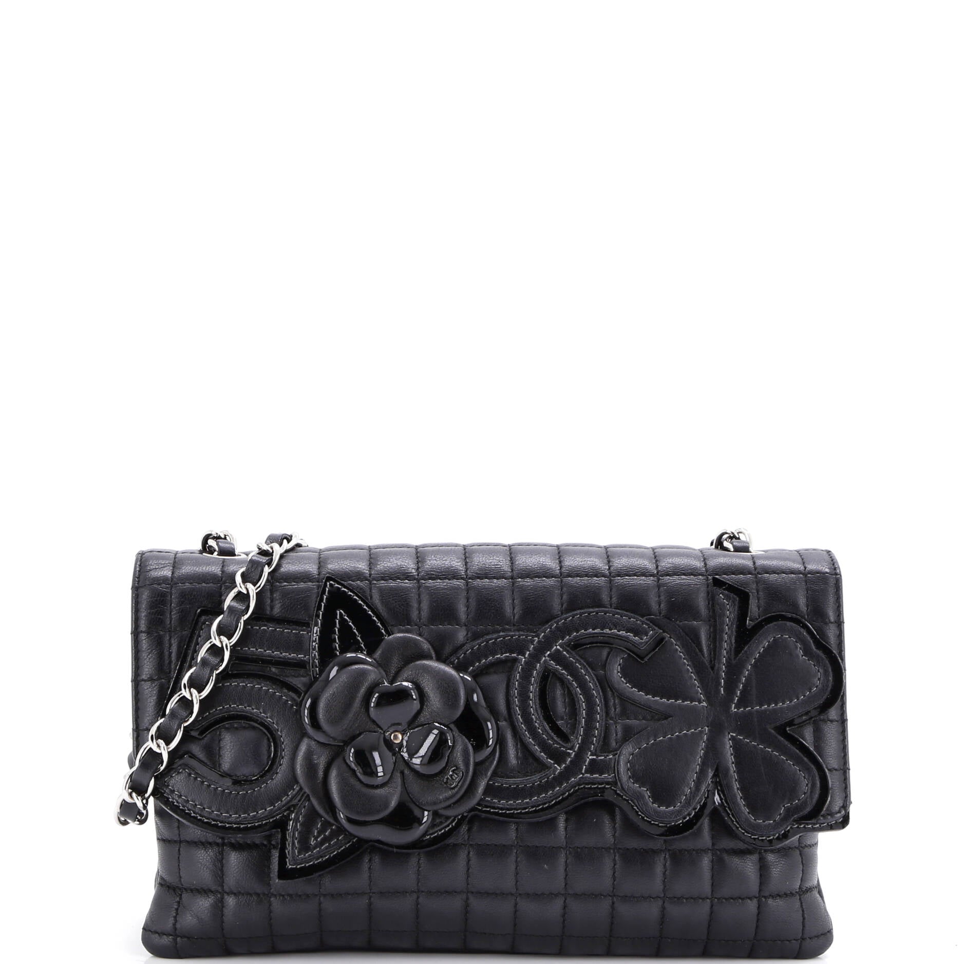 Camellia No.5 Chain Flap Bag Quilted Lambskin Large