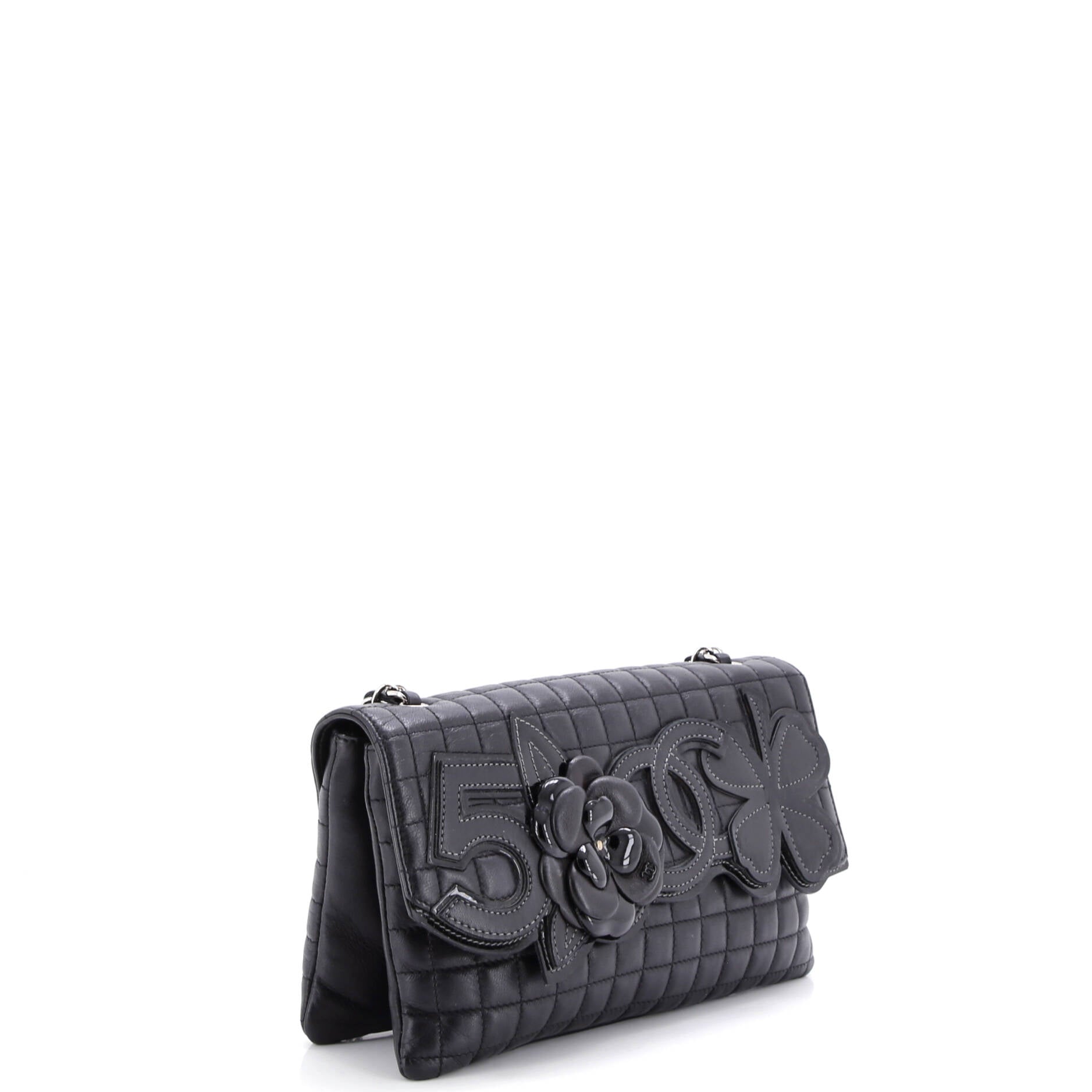 Camellia No.5 Chain Flap Bag Quilted Lambskin Large