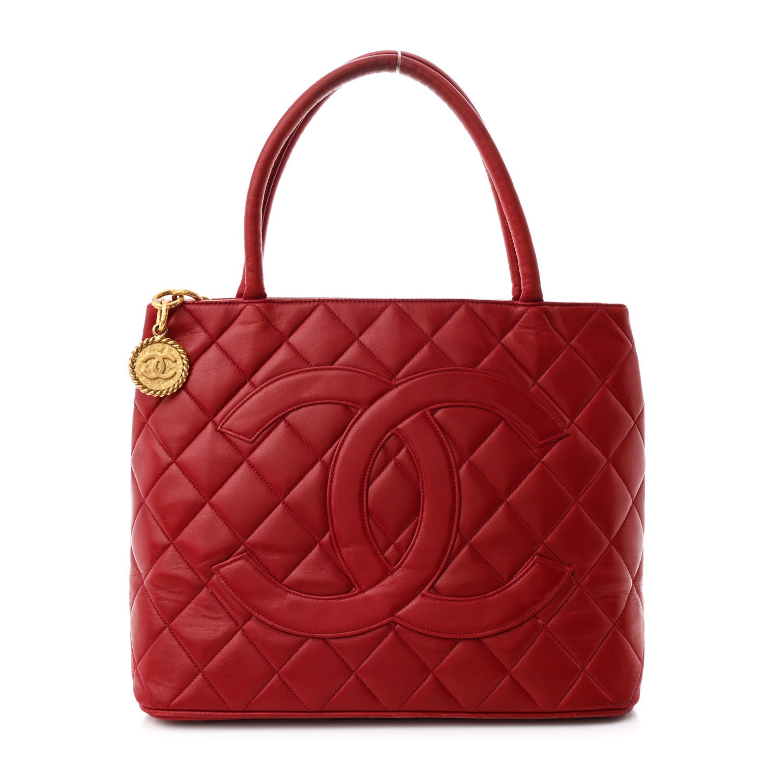 Lambskin Quilted Medallion Tote Red