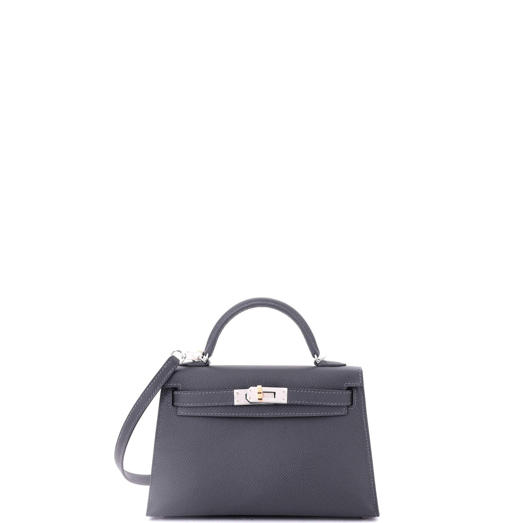 Kelly Mini II Bag Grey Epsom with Electrum Hardware 20