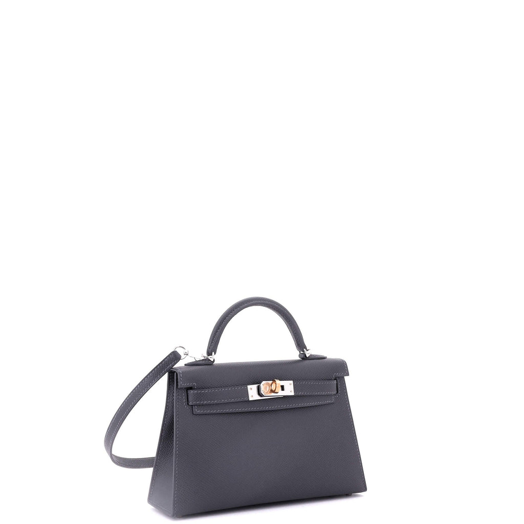 Kelly Mini II Bag Grey Epsom with Electrum Hardware 20