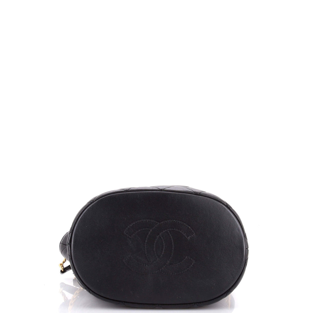 Pending CC Drawstring Bucket Bag Quilted Lambskin Small