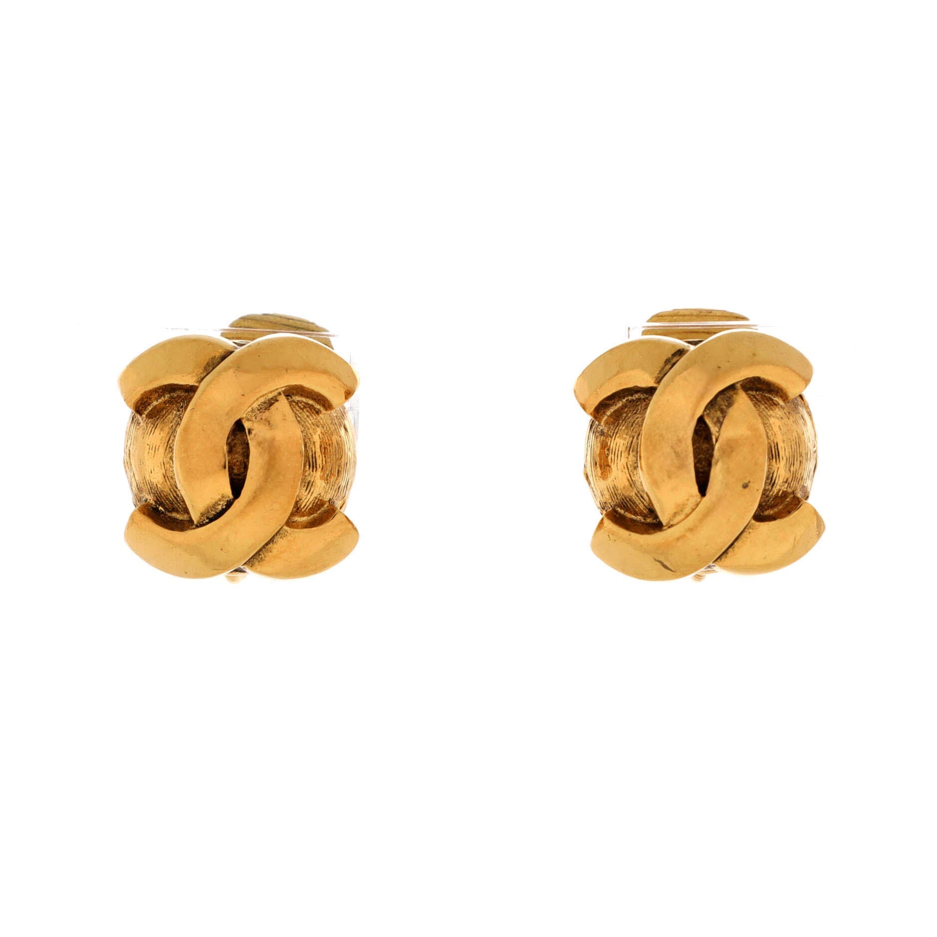 Vintage CC Round Clip-On Earrings Metal
