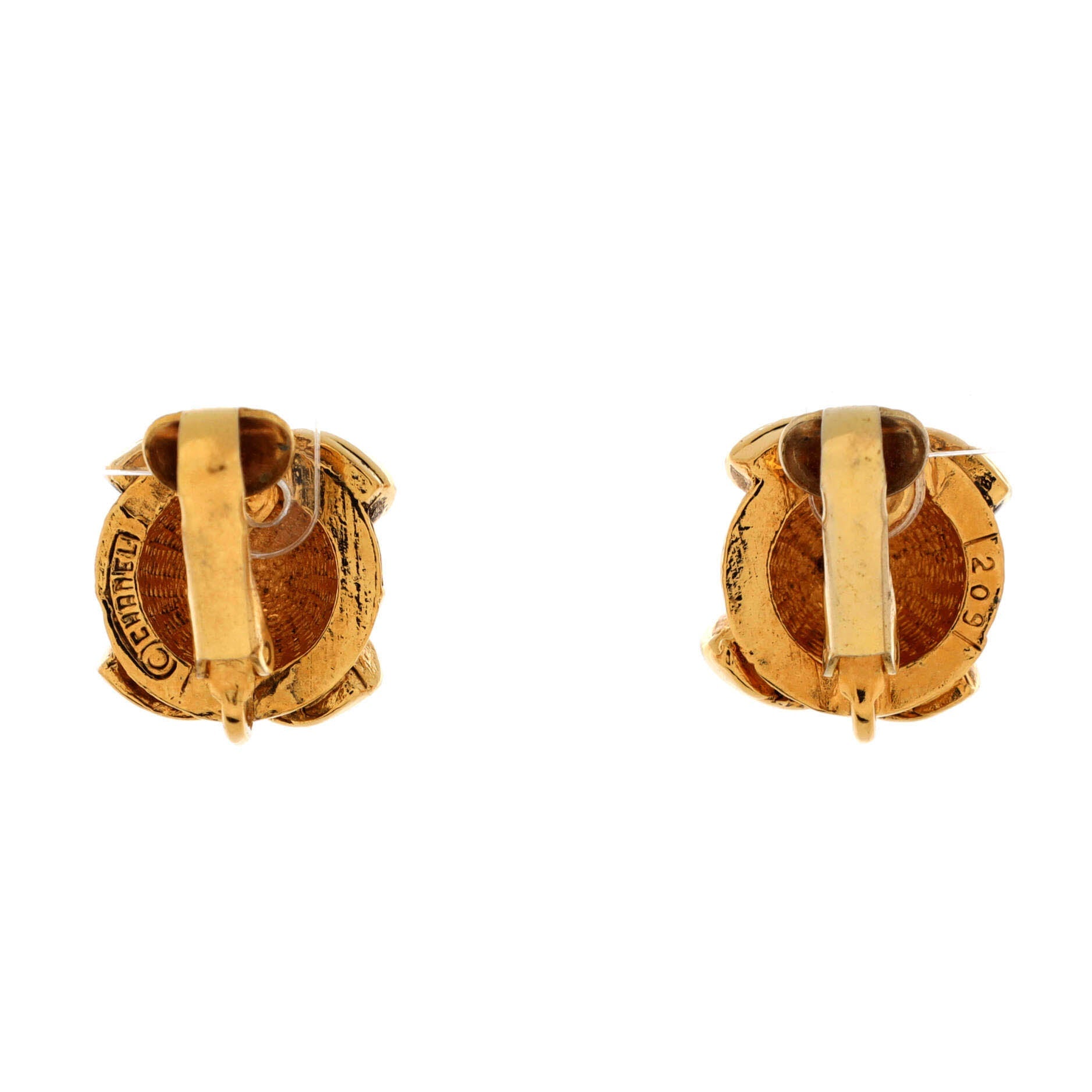 Vintage CC Round Clip-On Earrings Metal