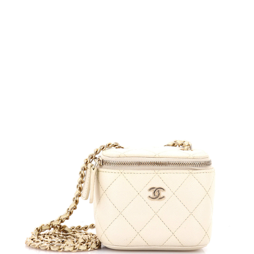Classic Vanity Case with Chain Quilted Caviar Mini