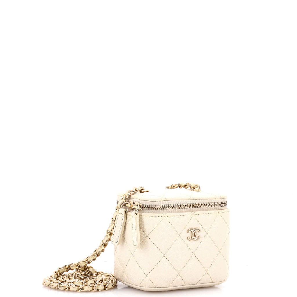 Classic Vanity Case with Chain Quilted Caviar Mini