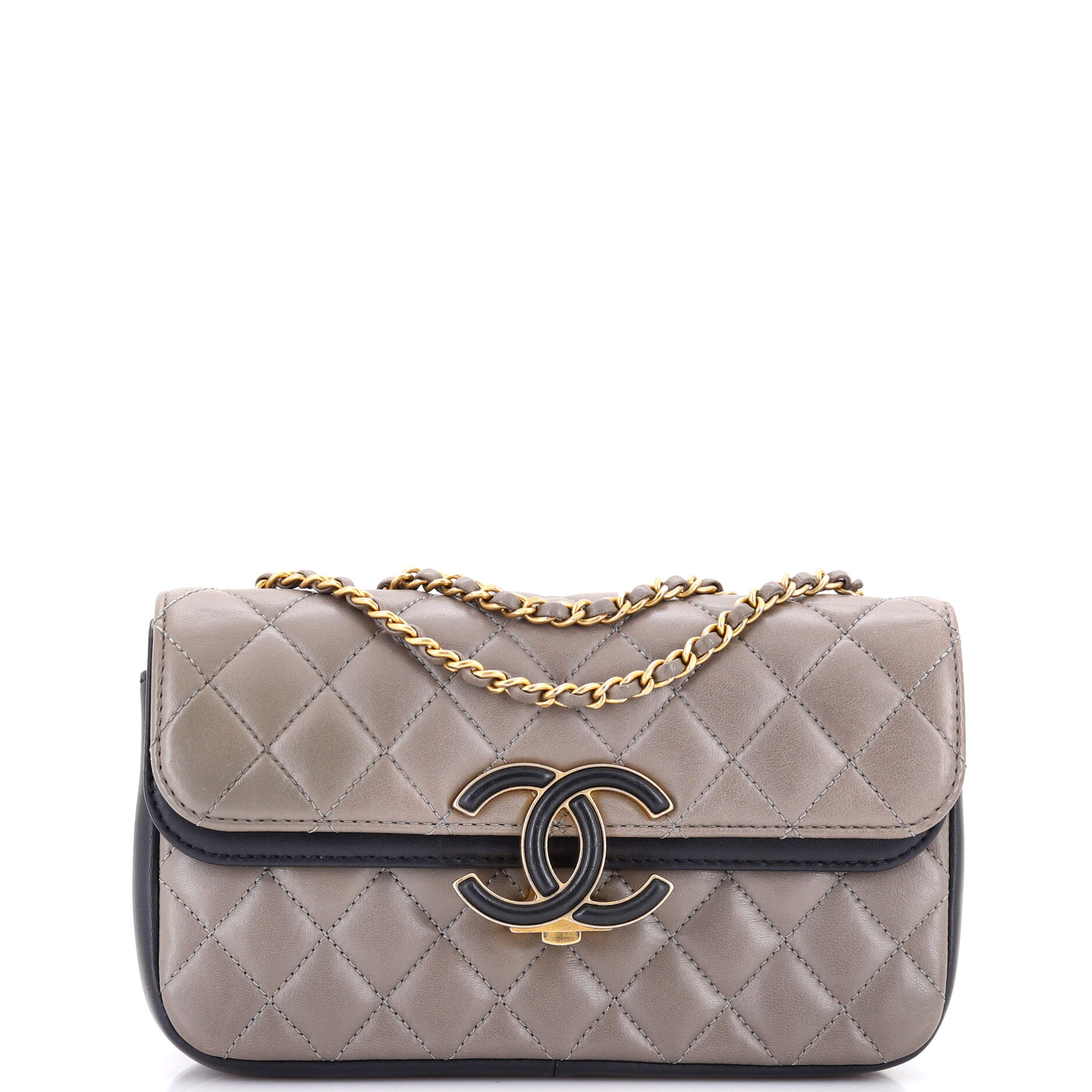 CC Chic Double Flap Bag Quilted Lambskin Small