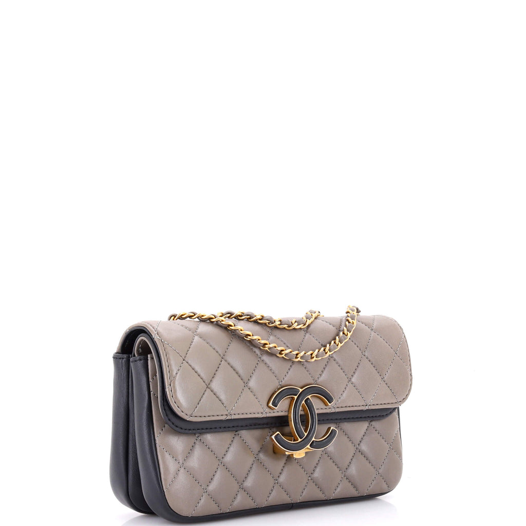 CC Chic Double Flap Bag Quilted Lambskin Small
