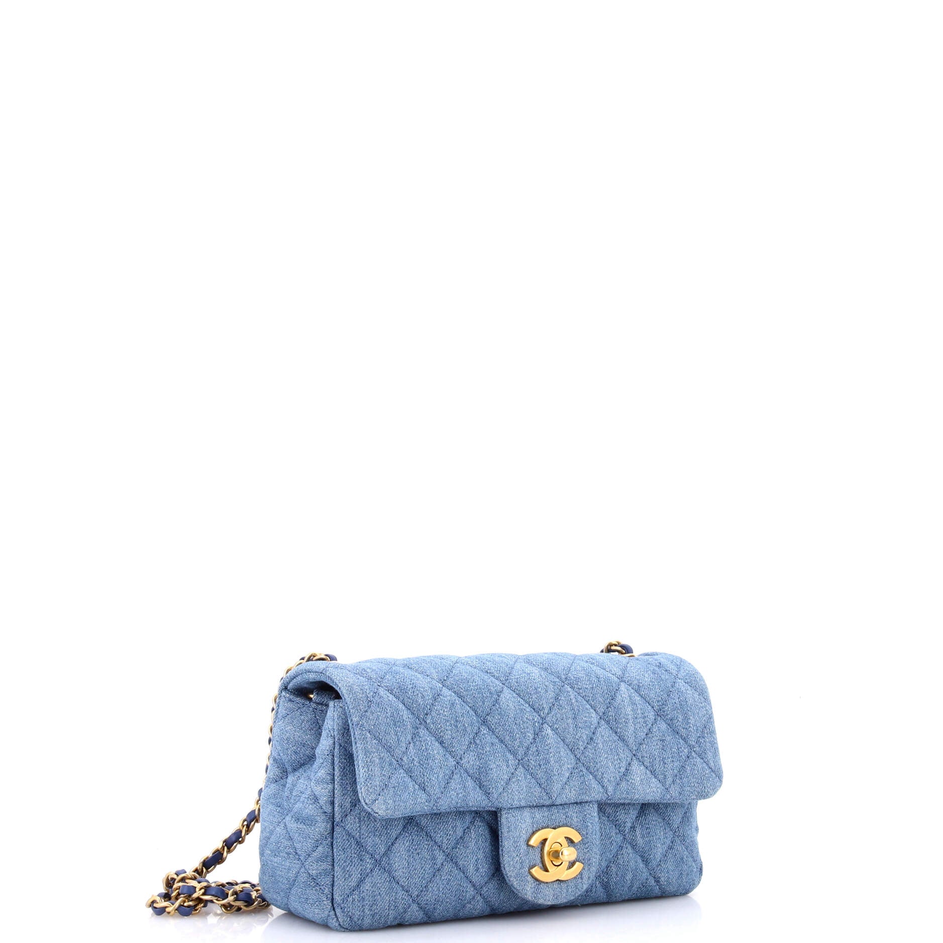 Pearl Crush Flap Bag Quilted Denim Mini