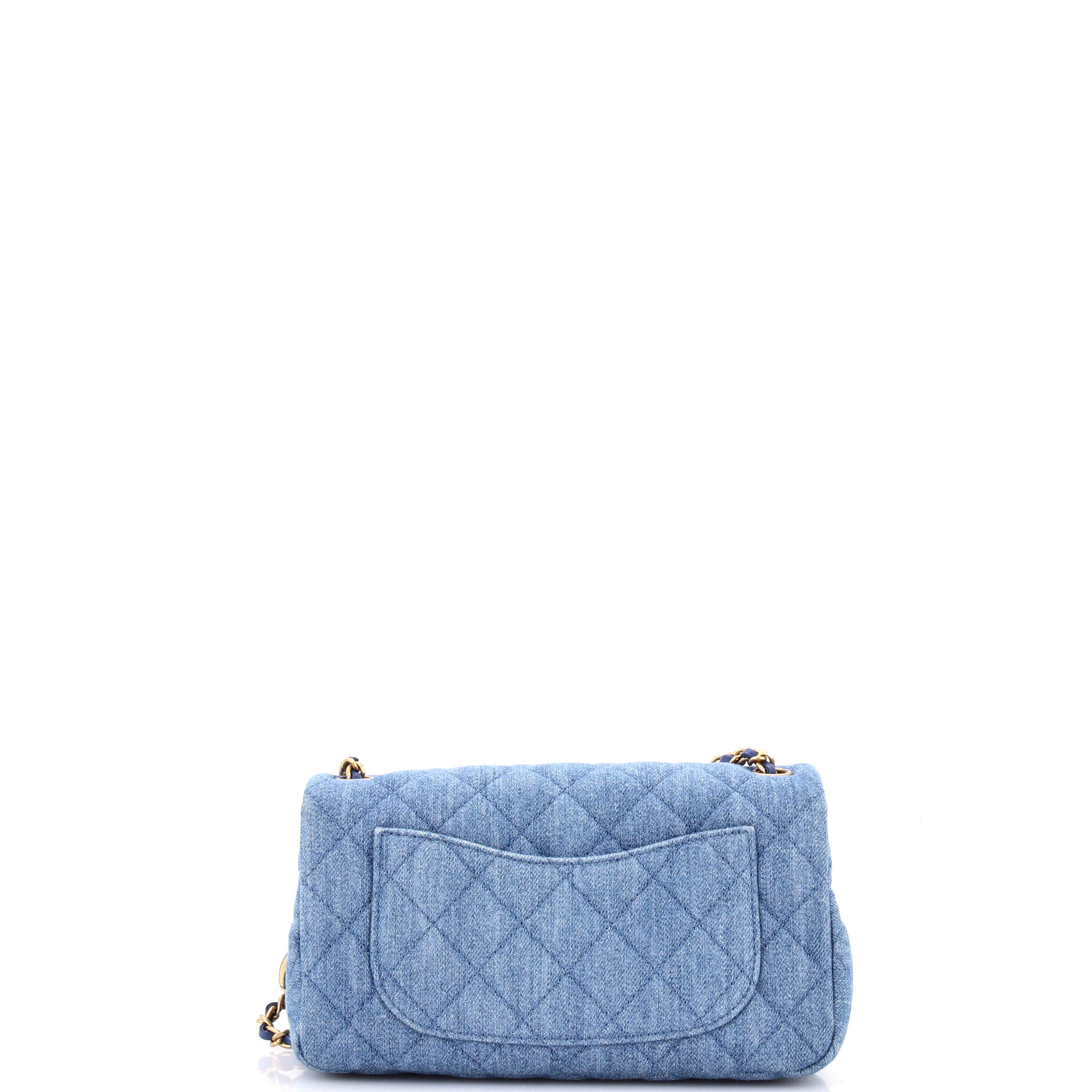 Pearl Crush Flap Bag Quilted Denim Mini