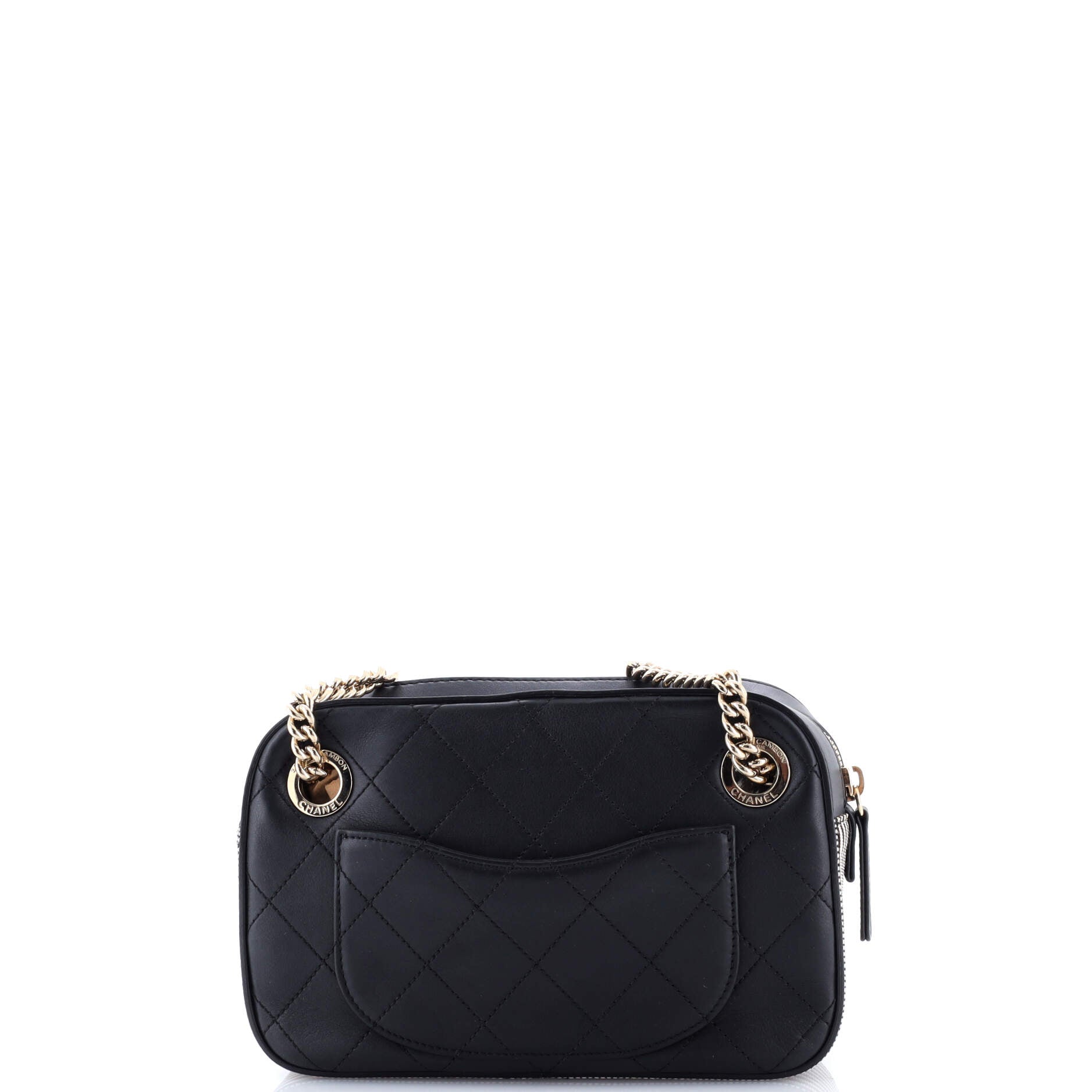 Camera Case Bag Quilted Calfskin with Striped Grosgrain Small