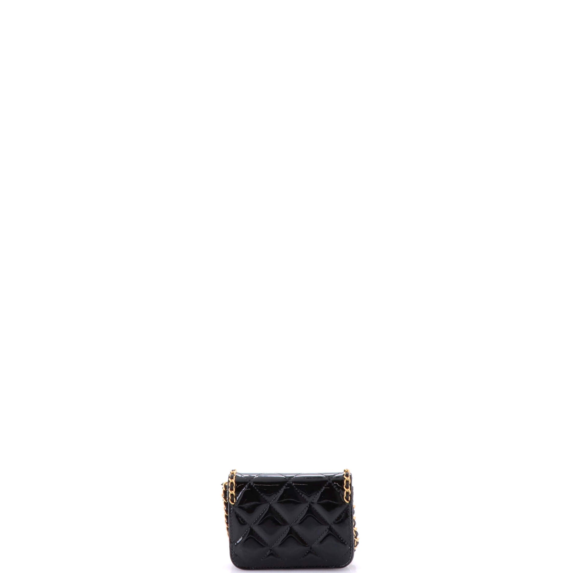 Heart Chain Flap Bag Quilted Patent Mini