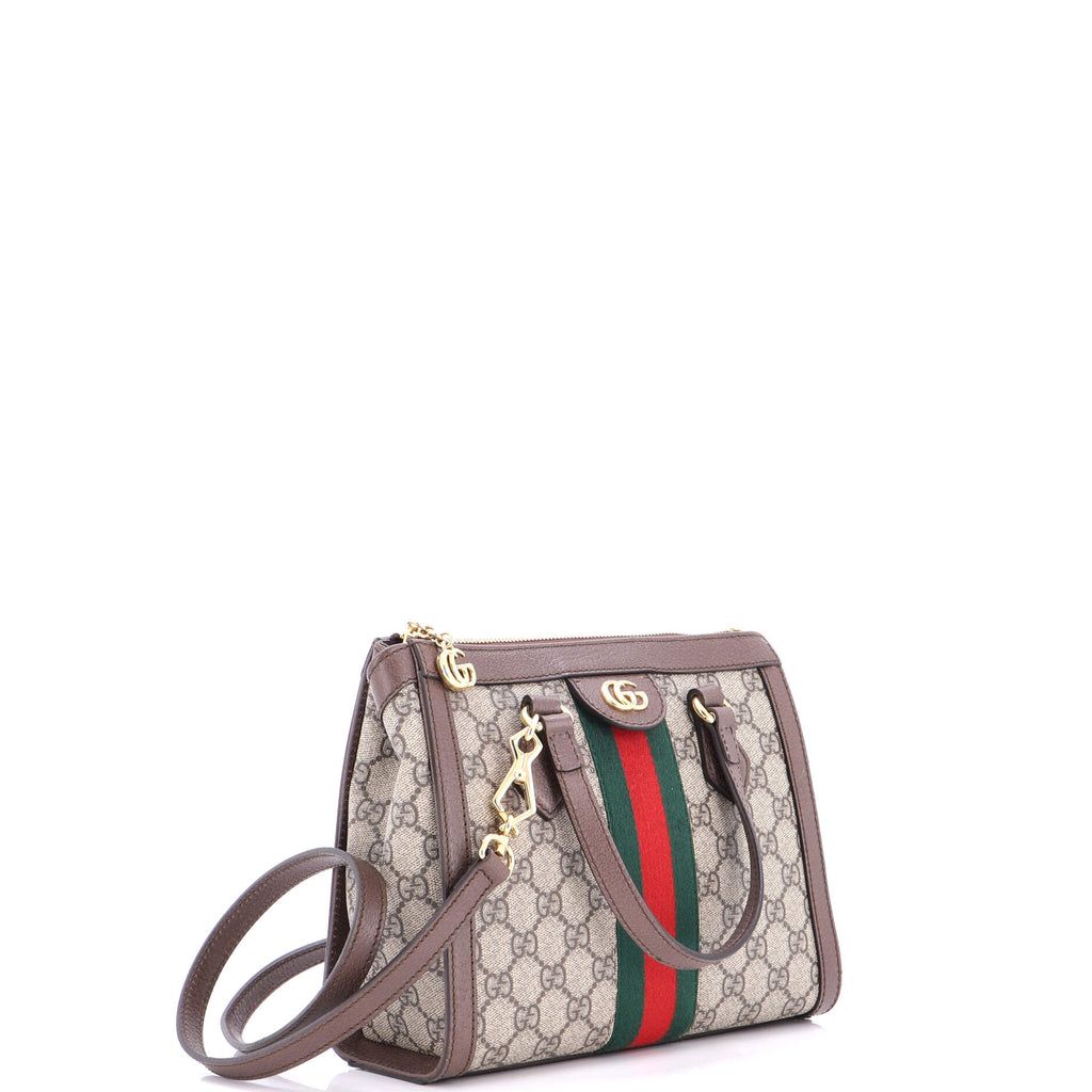 Ophidia Top Handle Tote GG Coated Canvas with Leather Small
