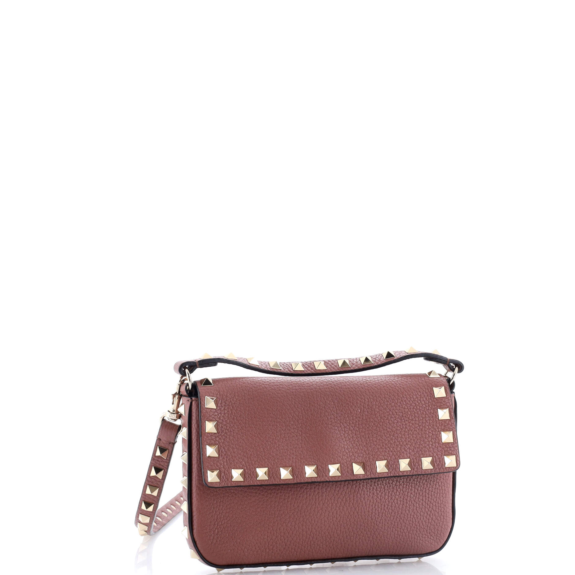Rockstud Top Handle Crossbody Pouch Leather Mini