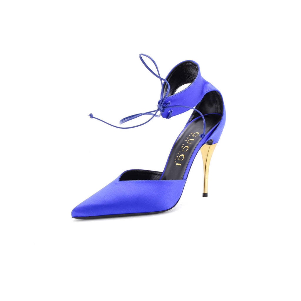 Women's Laced Up Ankle Cuff Pumps Satin
