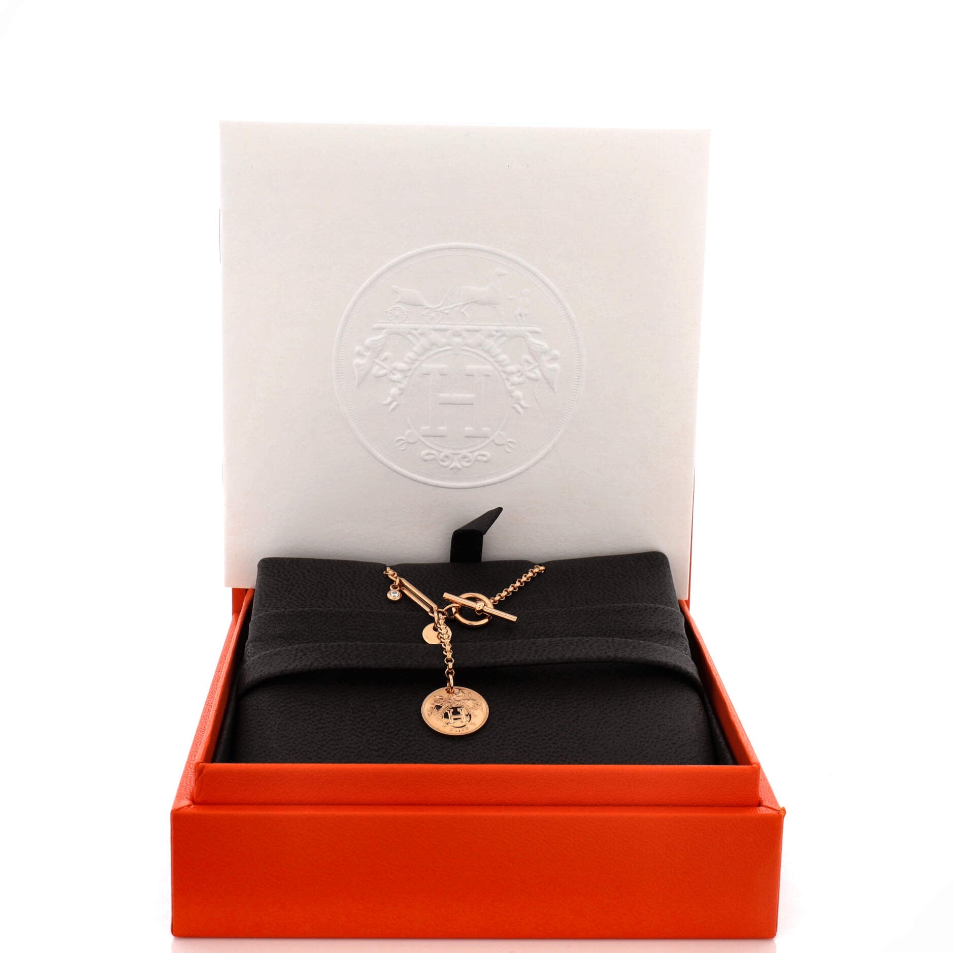 Ex-Libris Pendant Necklace 18K Rose Gold with Diamond Small