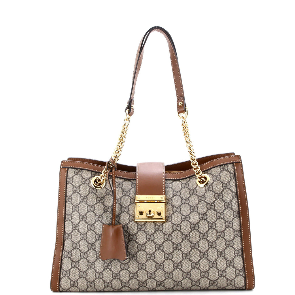 Padlock Chain Tote GG Coated Canvas with Leather Medium