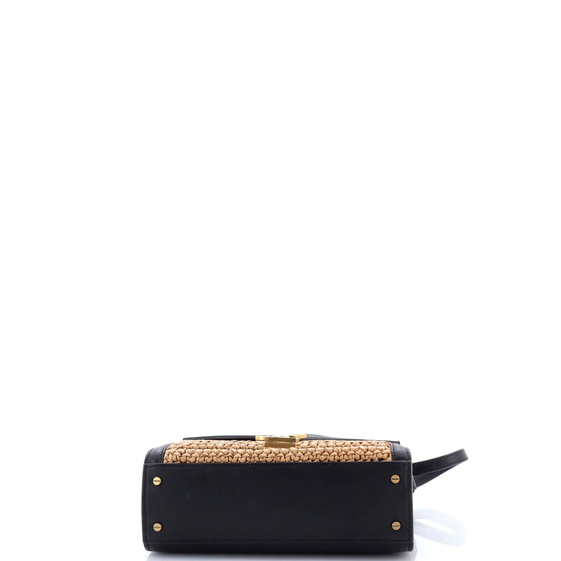 Cassandra Top Handle Bag Raffia with Leather Mini