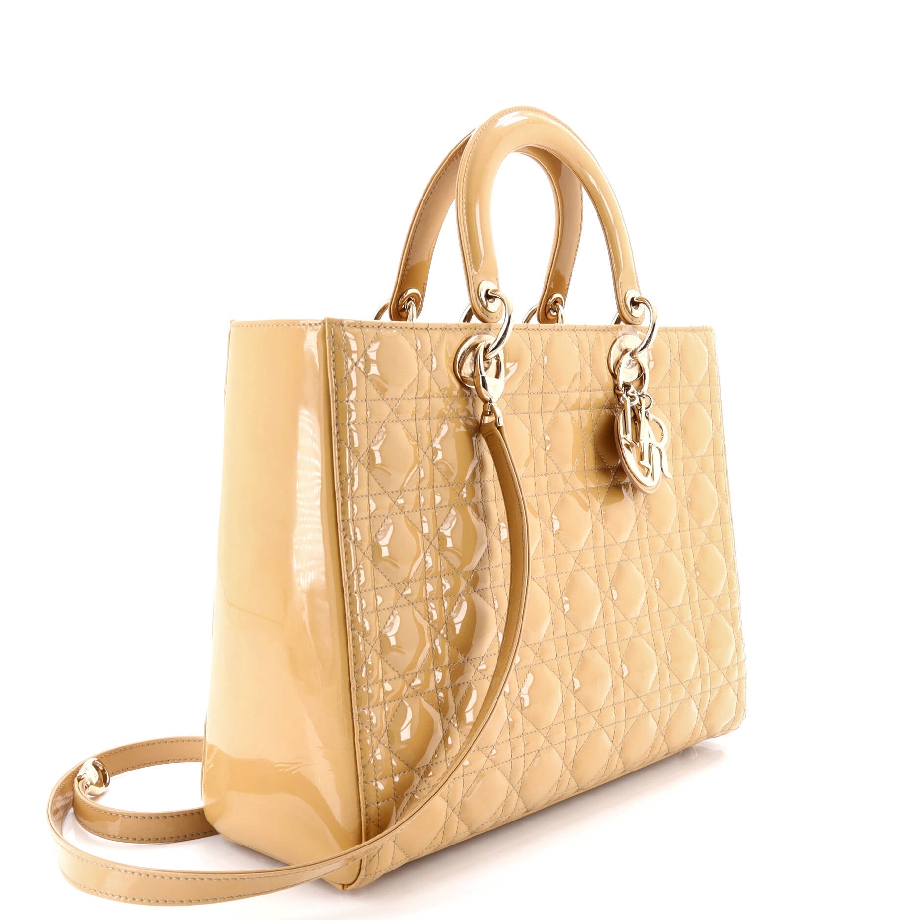 Lady Dior Bag Cannage Quilt Patent Large